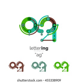 Icono lineal del logotipo de la letra sobre fondo blanco. Concepto de nombre de empresa de letras iniciales Alphabet. Segmentos planos de línea delgada conectados entre sí. Dibujo plano de diseño de cables o tubos industriales de ABC