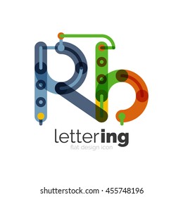 Letter logo business linear icon on white background. Alphabet initial letters company name concept. Flat thin line segments connected to each other. Flat cartoon industrial wire or tube design of ABC
