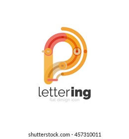 Letter logo business linear icon on white background. Alphabet initial letters company name concept. Flat thin line segments connected to each other. Flat cartoon industrial wire or tube design of ABC