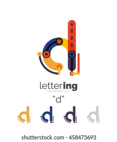 Letter logo business linear icon on white background. Alphabet initial letters company name concept. Flat thin line segments connected to each other