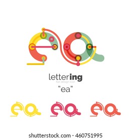 Letter logo business linear icon on white background. Alphabet initial letters company name concept. Flat thin line segments connected to each other. Flat cartoon industrial wire or tube design of ABC