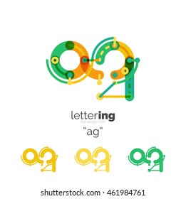 Letter logo business linear icon on white background. Alphabet initial letters company name concept. Flat thin line segments connected to each other. Flat cartoon industrial wire or tube design of ABC