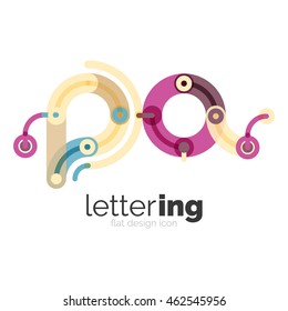 Letter logo business linear icon on white background. Alphabet initial letters company name concept. Flat thin line segments connected to each other