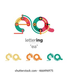 Letter logo business linear icon on white background. Alphabet initial letters company name concept. Flat thin line segments connected to each other. Flat cartoon industrial wire or tube design of ABC