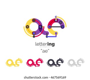 Letter logo business linear icon on white background. Alphabet initial letters company name concept. Flat thin line segments connected to each other. Flat cartoon industrial wire or tube design of ABC
