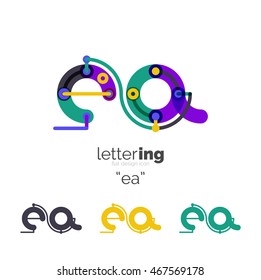 Letter logo business linear icon on white background. Alphabet initial letters company name concept. Flat thin line segments connected to each other. Flat cartoon industrial wire or tube design of ABC