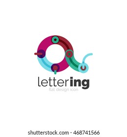 Letter logo business linear icon on white background. Alphabet initial letters company name concept. Flat thin line segments connected to each other. Flat cartoon industrial wire or tube design of ABC