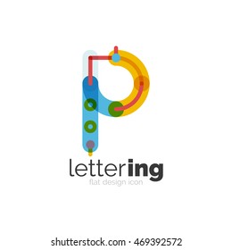 Letter logo business linear icon on white background. Alphabet initial letters company name concept. Flat thin line segments connected to each other