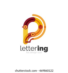 Letter logo business linear icon on white background. Alphabet initial letters company name concept. Flat thin line segments connected to each other