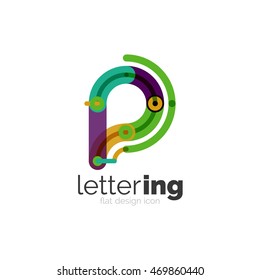 Letter logo business linear icon on white background. Alphabet initial letters company name concept. Flat thin line segments connected to each other. Flat cartoon industrial wire or tube design of ABC