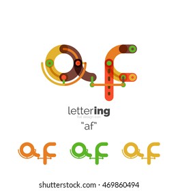 Letter logo business linear icon on white background. Alphabet initial letters company name concept. Flat thin line segments connected to each other. Flat cartoon industrial wire or tube design of ABC