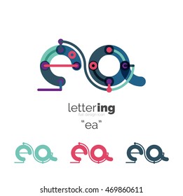Letter logo business linear icon on white background. Alphabet initial letters company name concept. Flat thin line segments connected to each other. Flat cartoon industrial wire or tube design of ABC