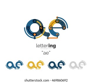 Letter logo business linear icon on white background. Alphabet initial letters company name concept. Flat thin line segments connected to each other. Flat cartoon industrial wire or tube design of ABC