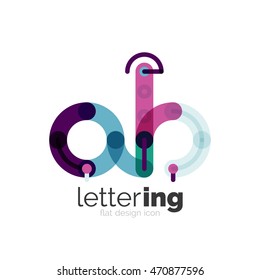 Letter logo business linear icon on white background. Alphabet initial letters company name concept. Flat thin line segments connected to each other