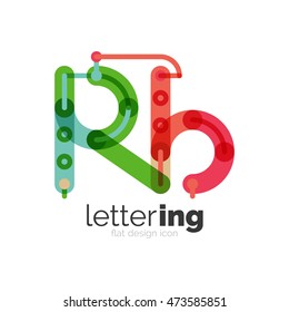 Letter logo business linear icon on white background. Alphabet initial letters company name concept. Flat thin line segments connected to each other