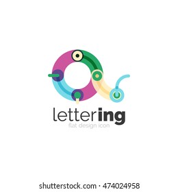 Letter logo business linear icon on white background. Alphabet initial letters company name concept. Flat thin line segments connected to each other