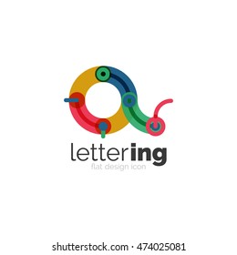 Letter logo business linear icon on white background. Alphabet initial letters company name concept. Flat thin line segments connected to each other. Flat cartoon industrial wire or tube design of ABC