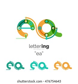 Letter logo business linear icon on white background. Alphabet initial letters company name concept. Flat thin line segments connected to each other. Flat cartoon industrial wire or tube design of ABC