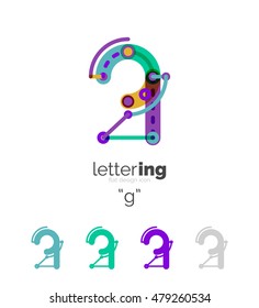 Letter logo business linear icon on white background. Alphabet initial letters company name concept. Flat thin line segments connected to each other. Flat cartoon industrial wire or tube design of ABC