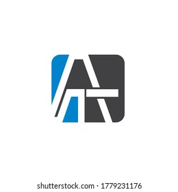 icono del vector de plantilla de negocio con logotipo de carta AT