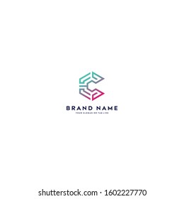 letter logo C full color gradient vector template