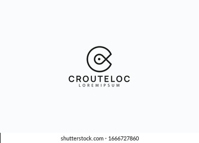 Logo des Briefes c. C-Line-Logo und Standortstift. Vorlage für das Vektorillustration-Strichzeilensymbol