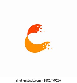 letter logo C pixel abstract