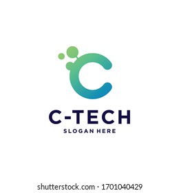 the letter logo "C" premium vector, laboratory technology, letters, molecules, modern, unique, cool