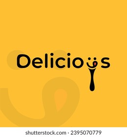 letter logo for cafe or restaurant. delicious emoticon and spoon on yellow background. Easy to modify. Vector file. Modern and simple