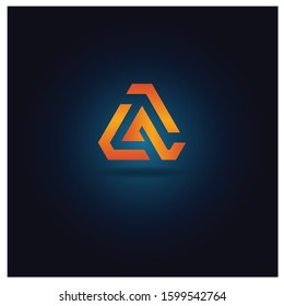 The Letter A logo can be used for application icons. with a gradient of orange and a dark blue background.