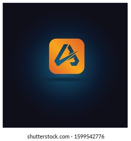 The Letter A logo can be used for application icons. with a gradient of orange and a dark blue background.