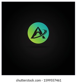 The Letter A logo can be used for application icons. with green leaves and black background.
