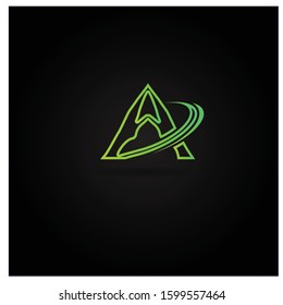 The Letter A logo can be used for application icons. with green leaves and black background.