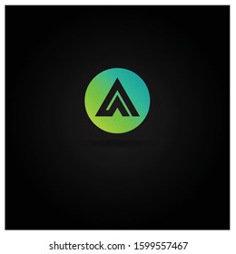 The Letter A logo can be used for application icons. with green leaves and black background.