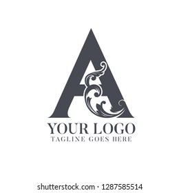 logotipo de letra y elementos tallados, diseños clásicos y elegantes para la industria y los negocios, logotipo de marca, emblemas, plantillas de logotipo vectorial, logotipo web, logotipo