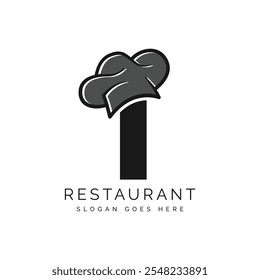 Letter I Logo mit Kochmütze für ein Restaurant. Alphabet I Concept Design Food Business Logo, Vektorgrafik