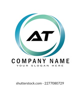 AT Letter Logo in circle 