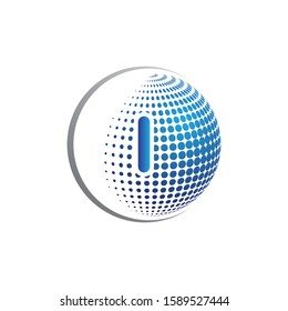 letter i logo circle abstract