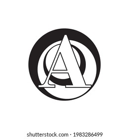 letra A logotipo con fondo de círculo