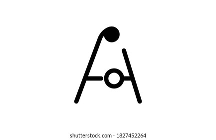 A letter logo with circle design fill and hollow
