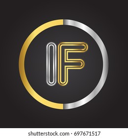 IF Letter logo in a circle. gold and silver colored. Vector design template elements for your business or company identity.