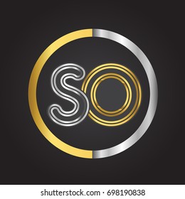 SO Letter logo in a circle. gold and silver colored. Vector design template elements for your business or company identity.
