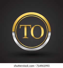 TO Letter logo in a circle, gold and silver colored. Vector design template elements for your business or company identity.