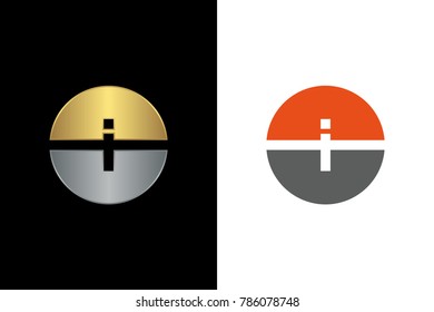 I Letter logo, Circle Gold and Silver Logo Template, Alphabet Logo. Vector EPS 10