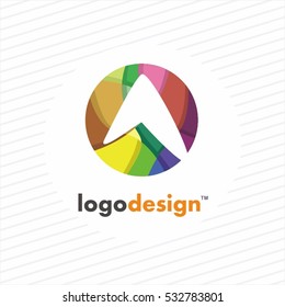A letter logo in circle with rainbow dots. Vector elements for fashion, business, posters, t-shirts and cards.