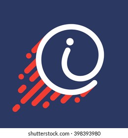 I letter logo in circle with speed line. Font style, vector design template elements for your sport application or corporate identity.