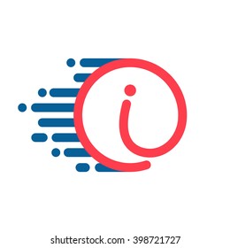 I letter logo in circle with speed line. Font style, vector design template elements for your sport application or corporate identity.