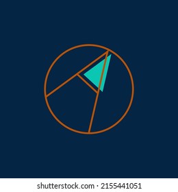 Letter A logo in circle. Typographic icon. Lettering sign isolated on dark background. Alphabet initial. Modern, design, geometric construction, web, tech style character.	