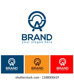 Letter A logo with circle vector icon, flat design