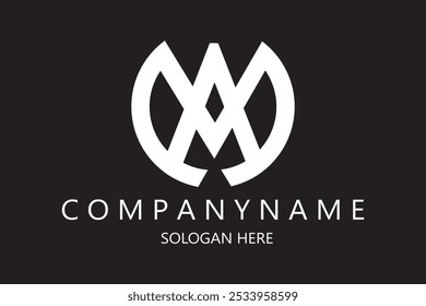 Logotipo de la letra AM en el círculo. Ilustración de logotipo de Vector